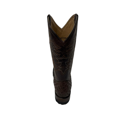 Pecos Bill Men's Full Quill Ostrich Vamp Brown Boots