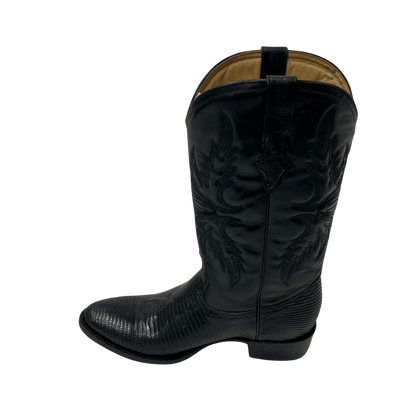 Pecos Bill Men's Black Lizard Round Toe Boots