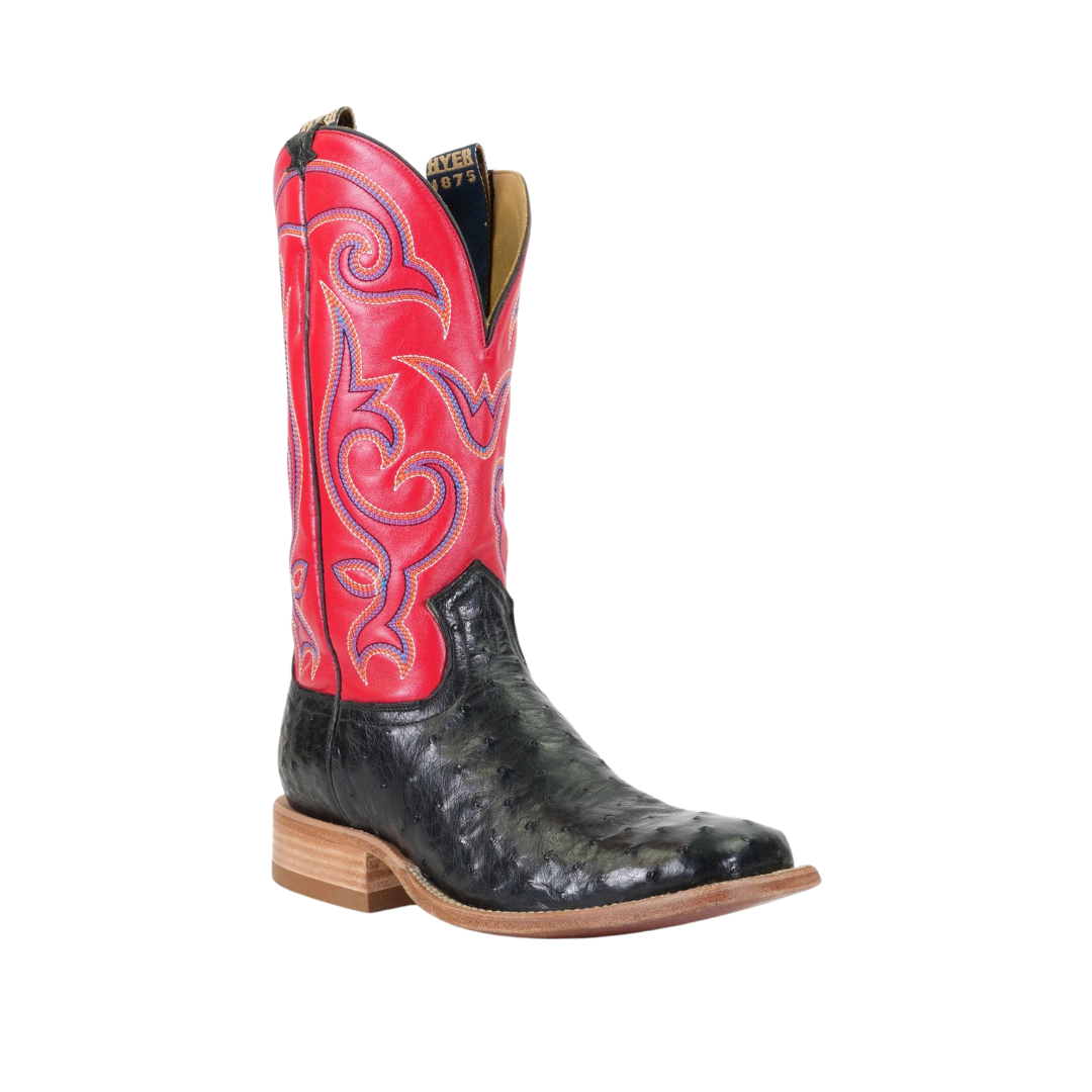 Hyer Men's Jetmore Full Quill Ostrich Red Cowboy Boots