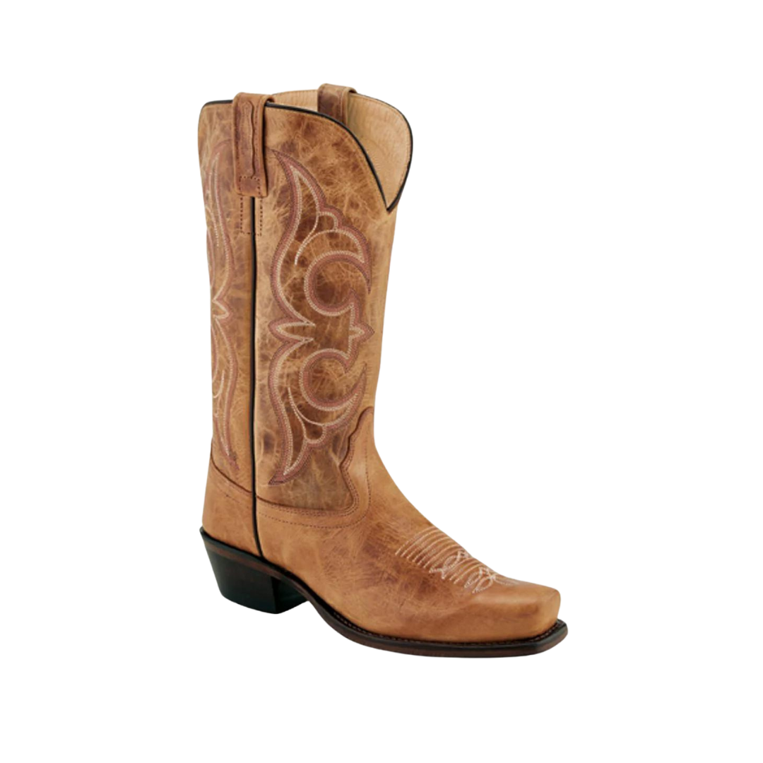 Old West Women's Leather 12in Cowboy Tan Boots
