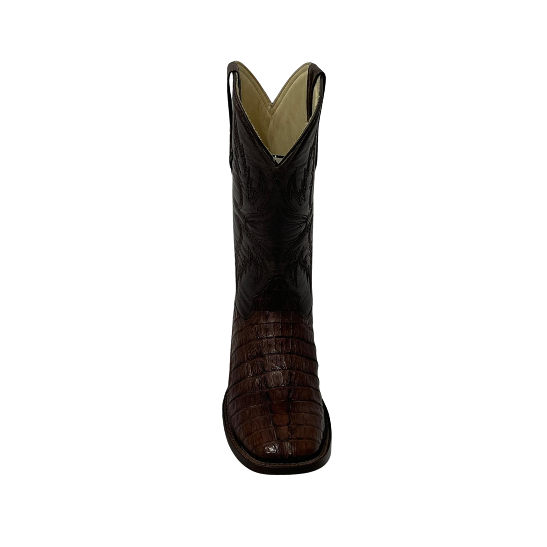 Pecos Bill Men's Square Toe Caiman Tail Brown Boots