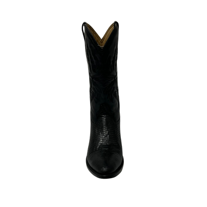 Pecos Bill Men's Black Lizard Round Toe Boots