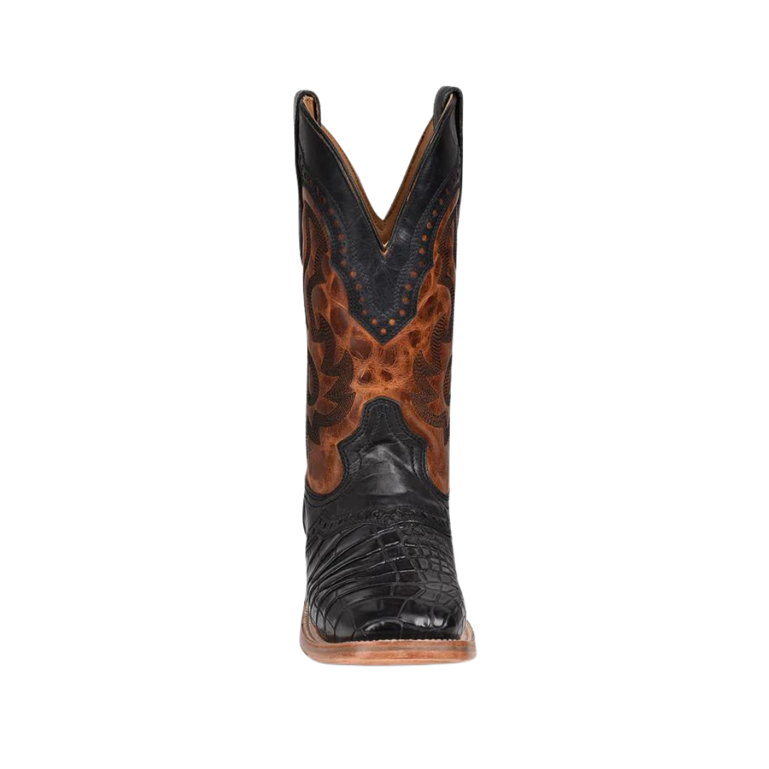 Corral Men's Alligator Overlay and Embroidered Western Black Boots