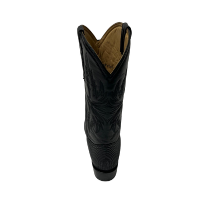 Pecos Bill Men's Black Lizard Round Toe Boots