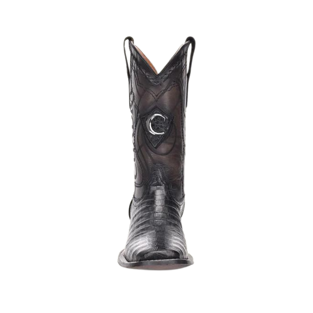Cuadra Men's Black Caiman Laser & Embroidery Square Boots