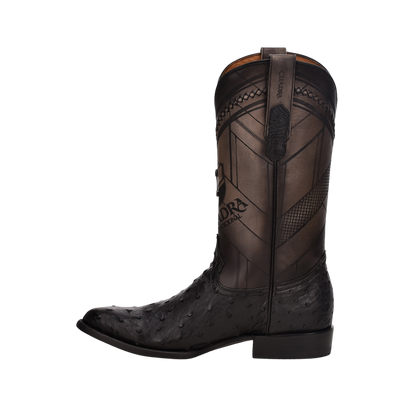 Cuadra Men’s Black Ostrich Laser &amp; Woven Boot