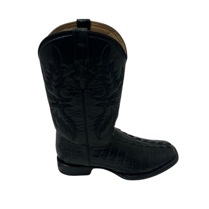 Pecos Bill Men's Caiman Square Toe Western Black Boots
