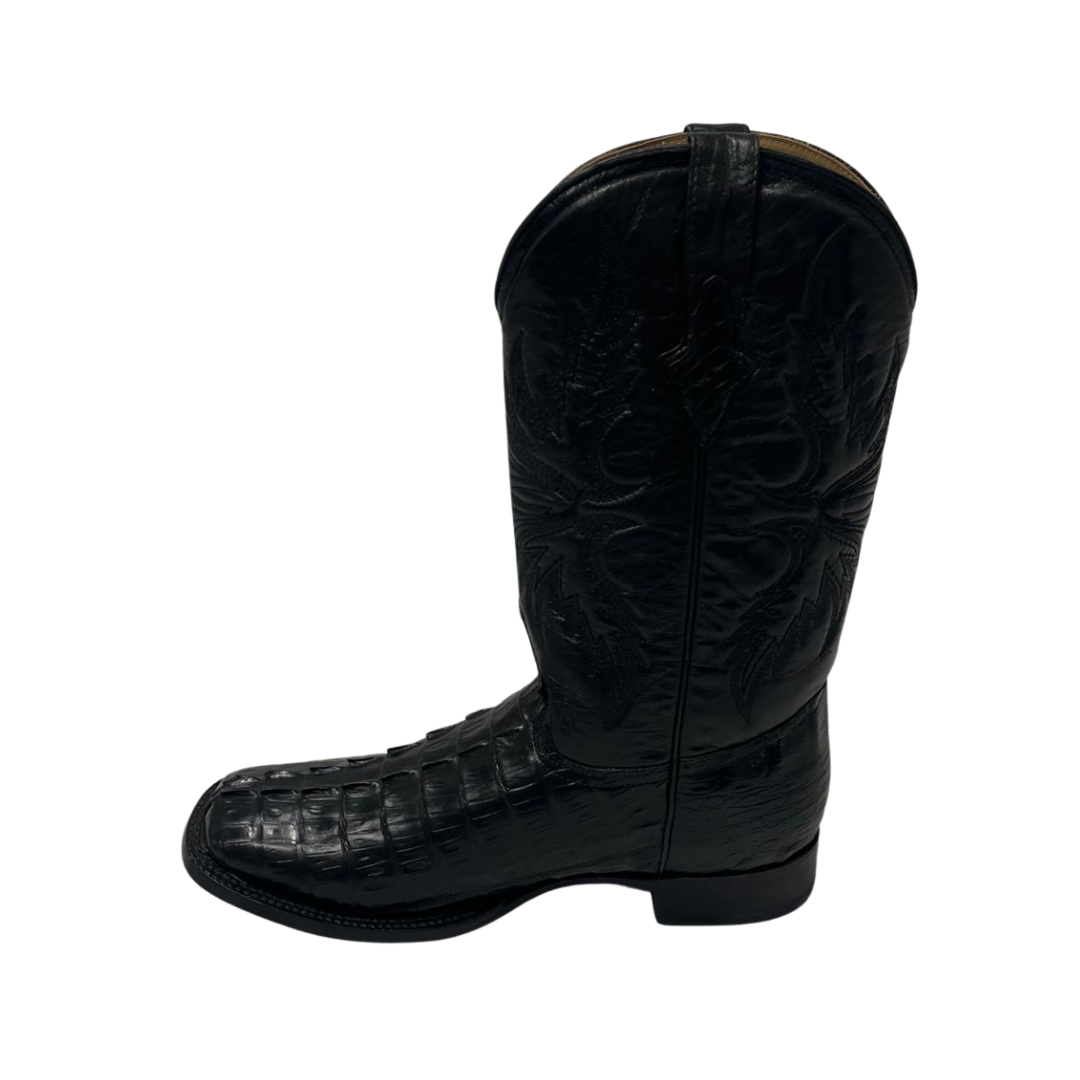 Pecos Bill Men's Caiman Square Toe Western Black Boots
