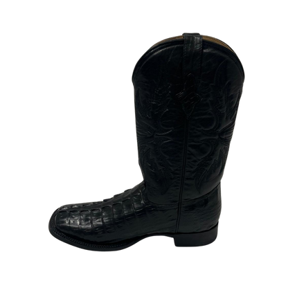 Pecos Bill Men's Caiman Square Toe Western Black Boots