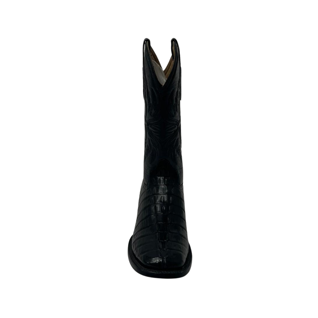 Pecos Bill Men's Caiman Square Toe Western Black Boots