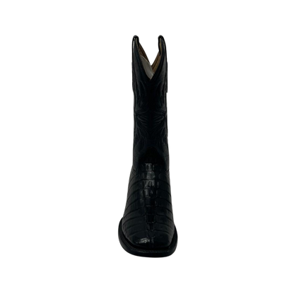 Pecos Bill Men's Caiman Square Toe Western Black Boots