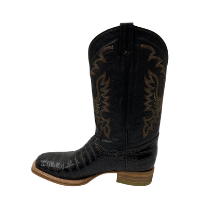 Boot Jack Men's Croc Print Double Stitch Black Boots
