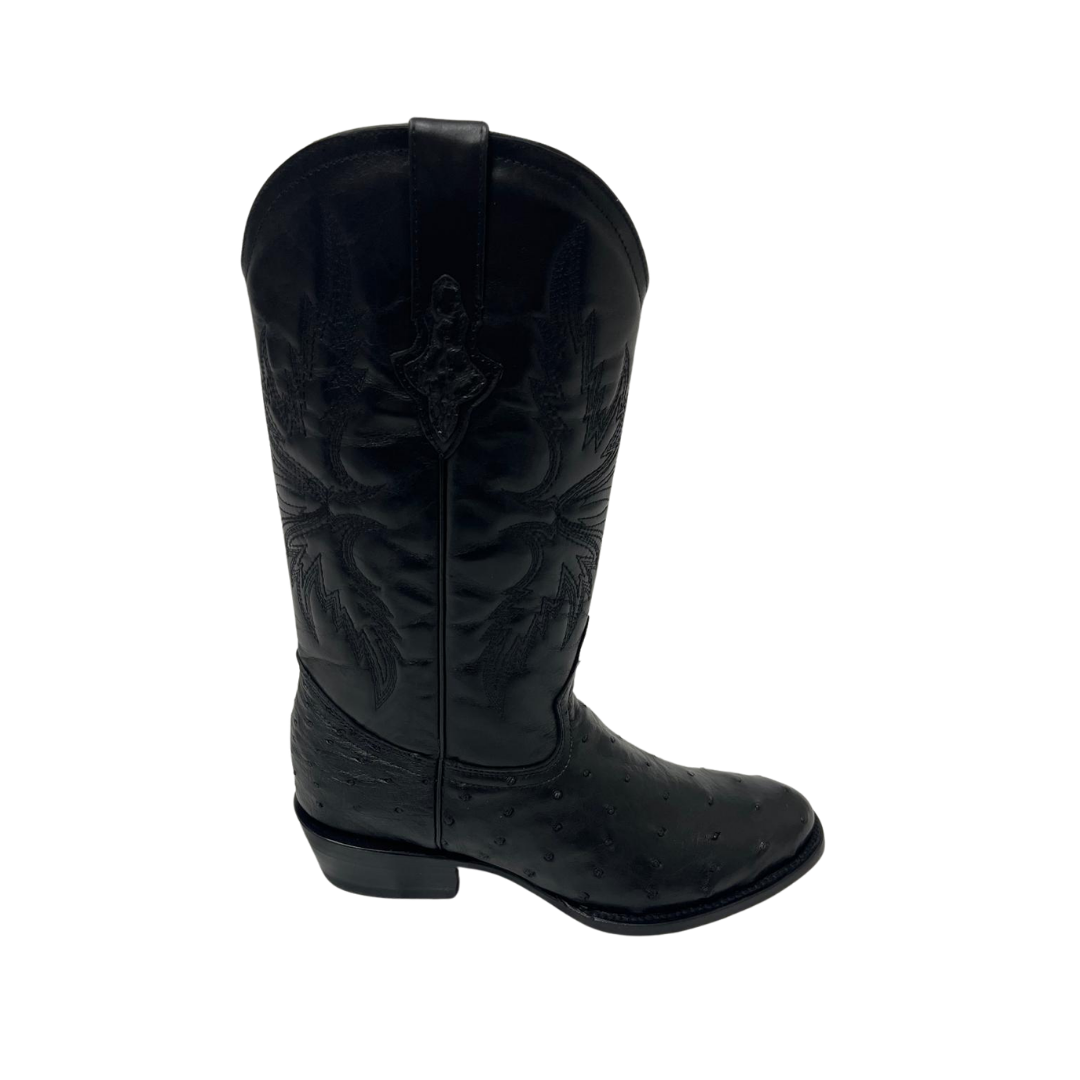 Pecos Bill Men's Black Ostrich Private Label Round Toe Boots