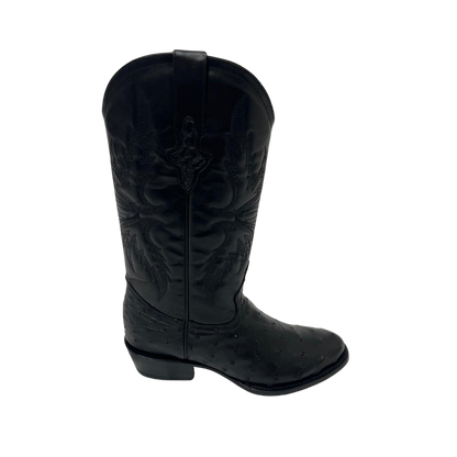 Pecos Bill Men's Black Ostrich Private Label Round Toe Boots
