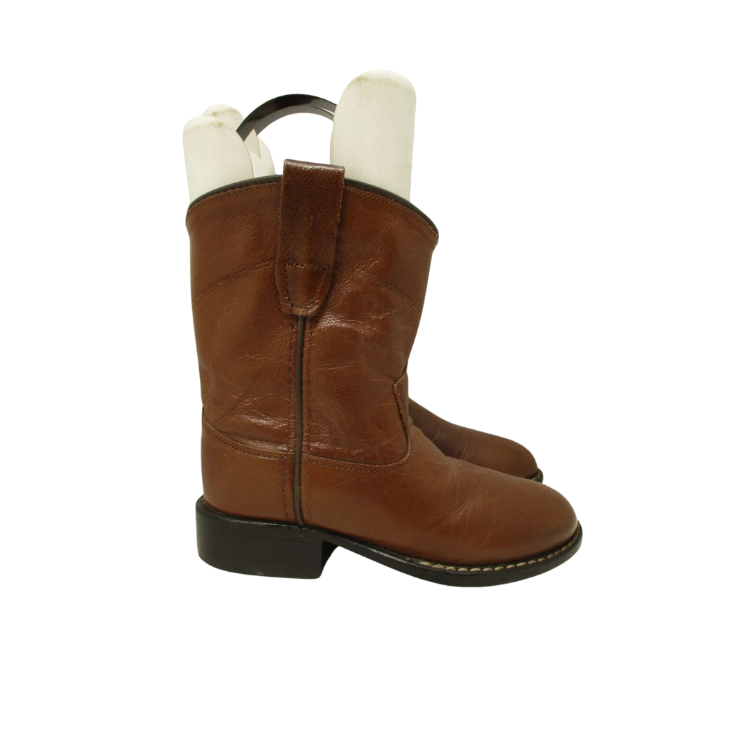 Old West Youth Unisex Leather Round Brown Boots