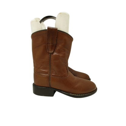 Old West Youth Unisex Leather Round Brown Boots