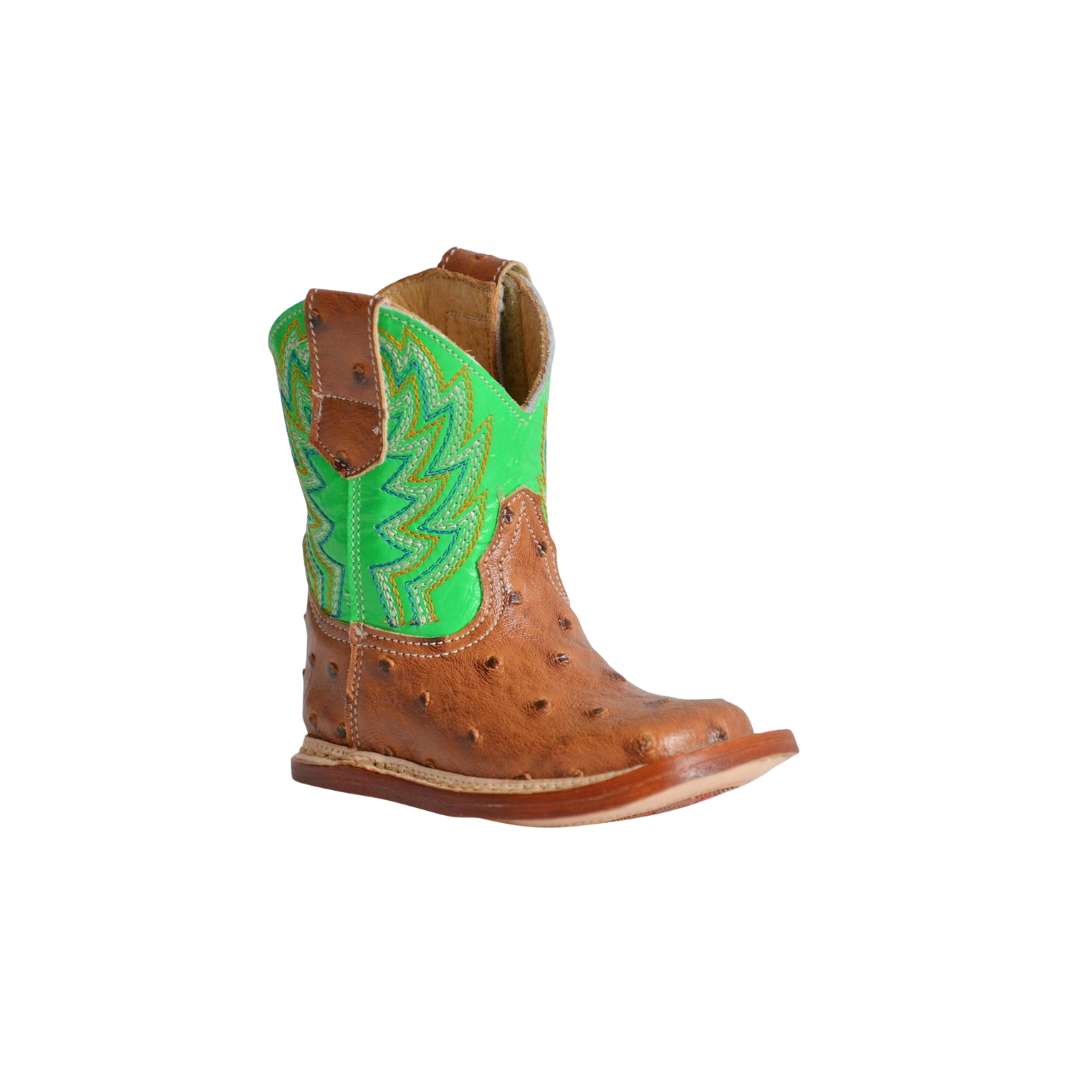 Roper Footwear Infant Boy's Buddy Ostrich Print Green Boots