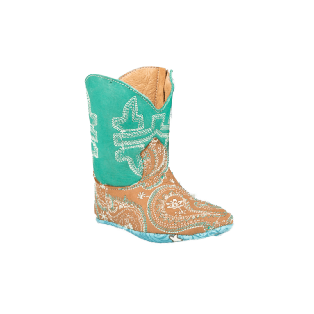 Roper Footwear Infant Girl's Lil Paisley Cow Over Brown Boots