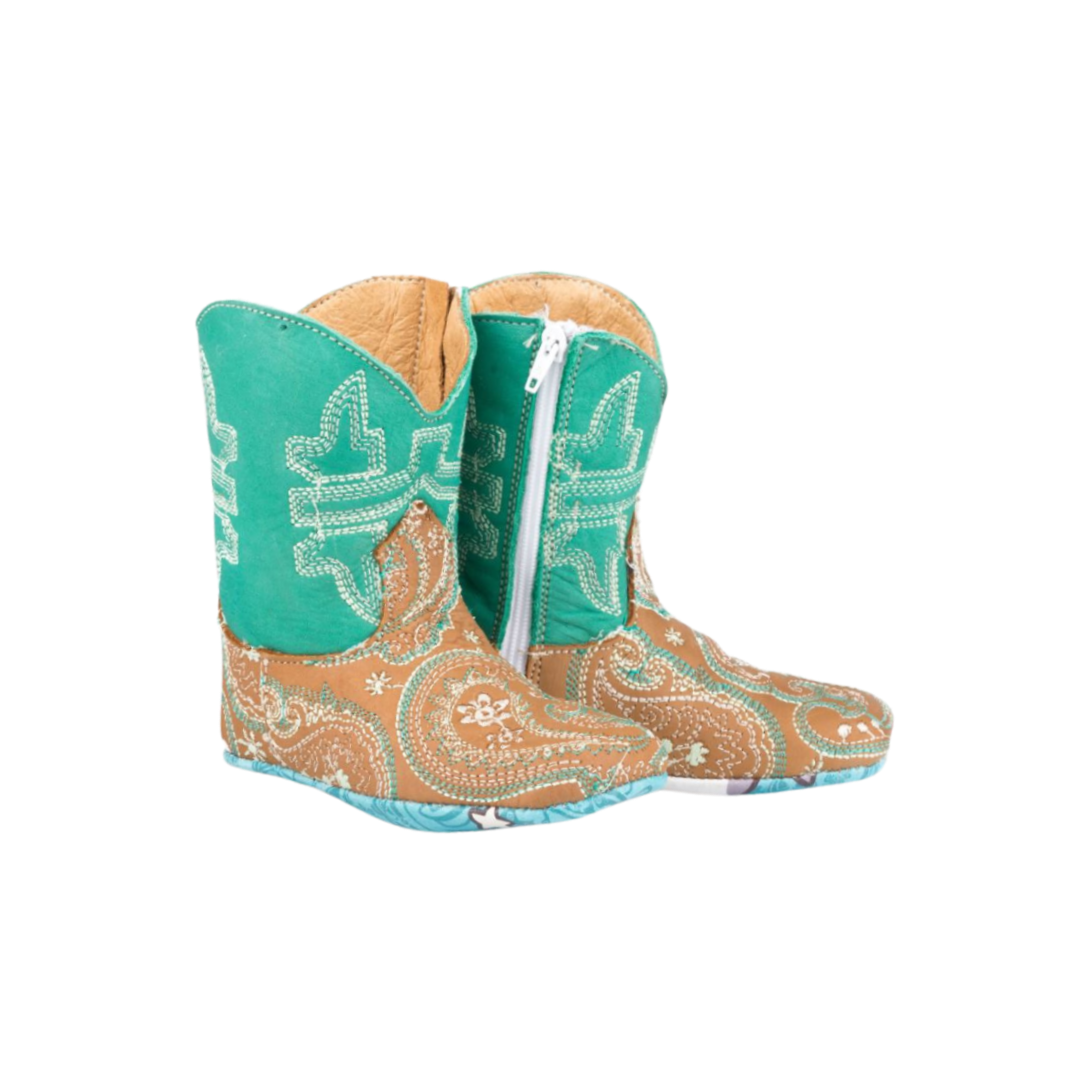 Roper Footwear Infant Girl's Lil Paisley Cow Over Brown Boots