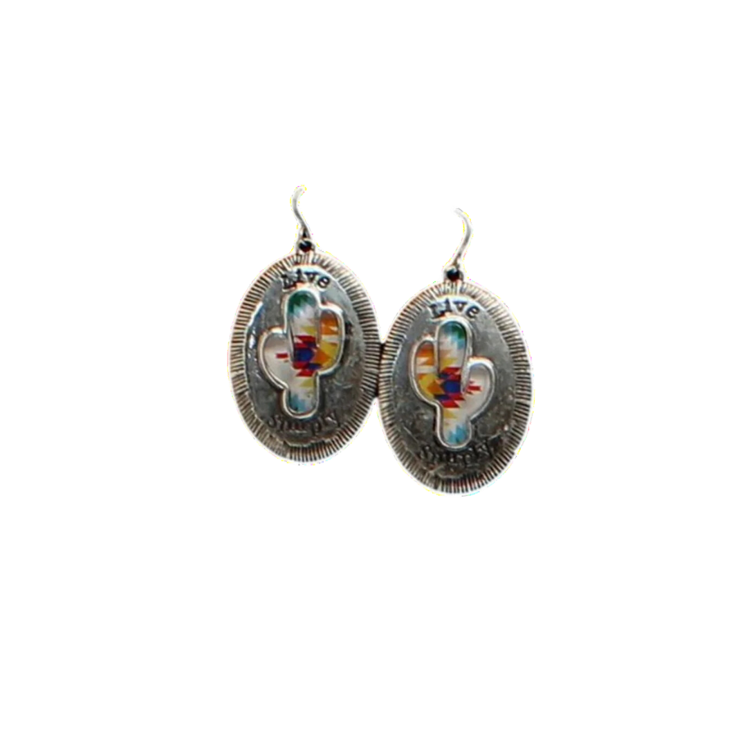 Blazin Roxx Women's Cactus Live Simply Grey Earrings