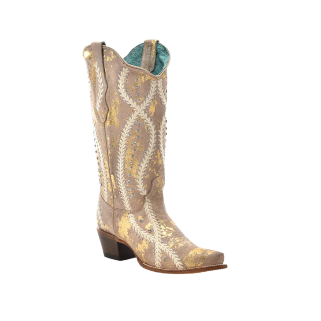 Corral Women's White Embroidered Snip Toe Cowboy Boot