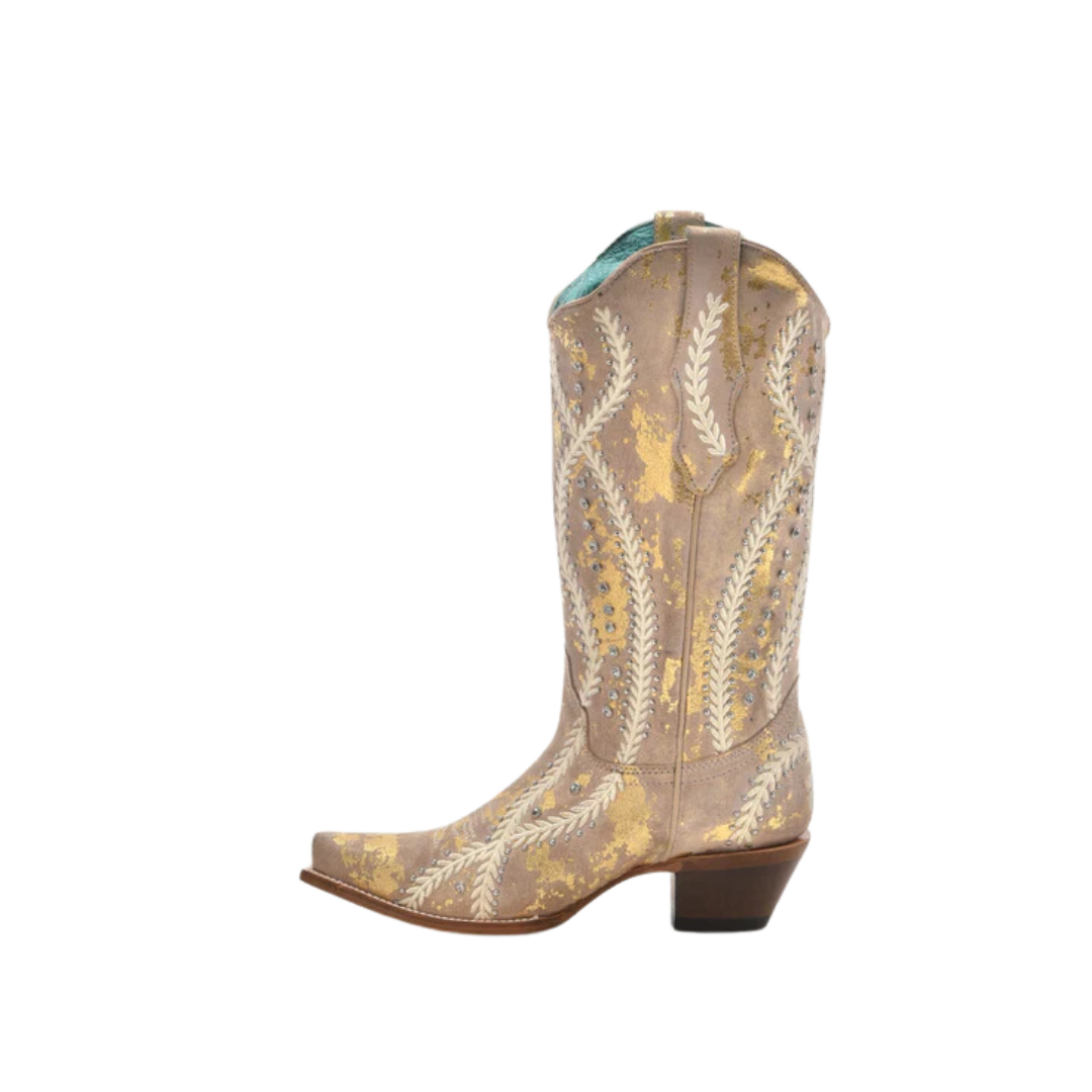 Corral Women's White Embroidered Snip Toe Cowboy Boot