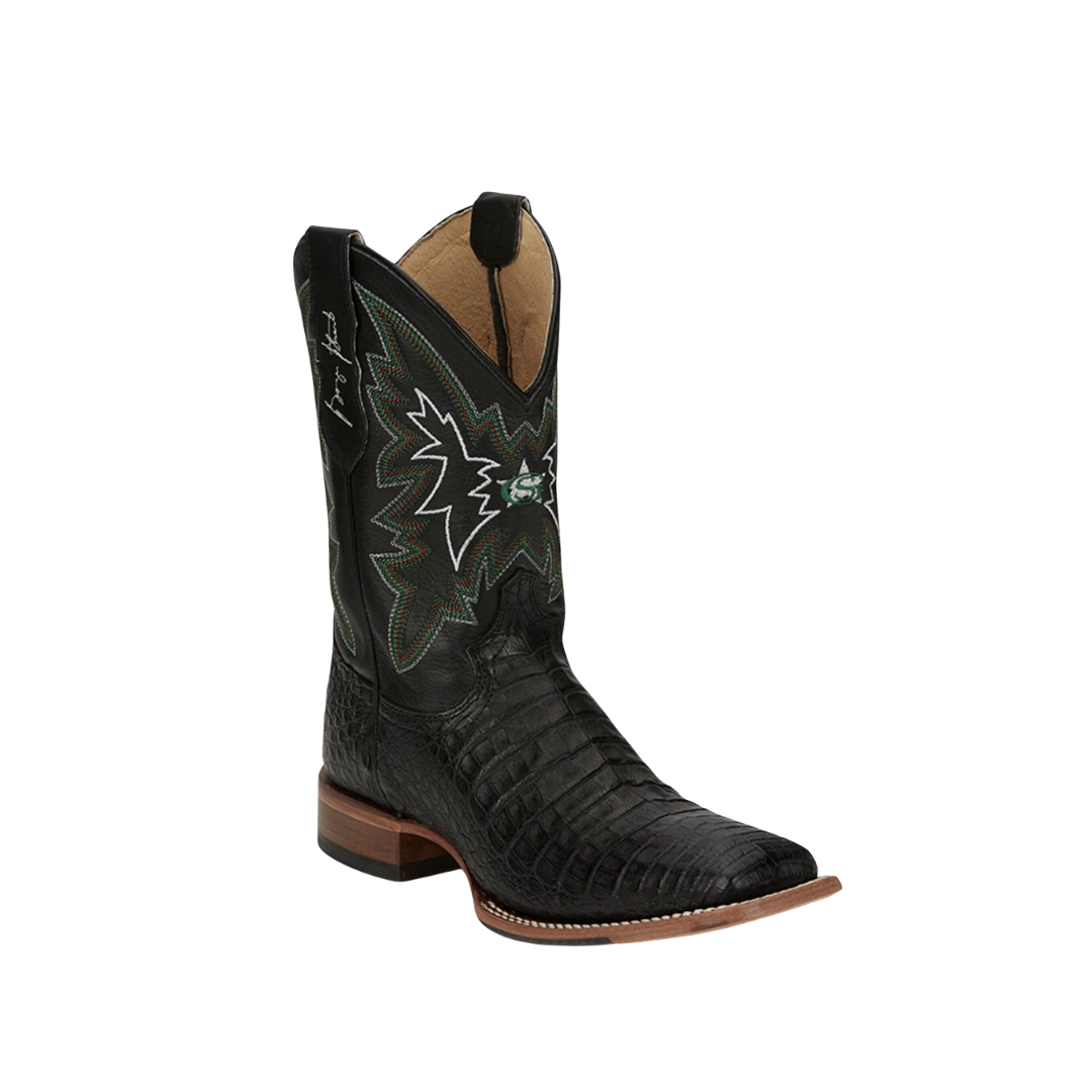 Justin Men's Haggard Exotic Caiman Western Black Boots