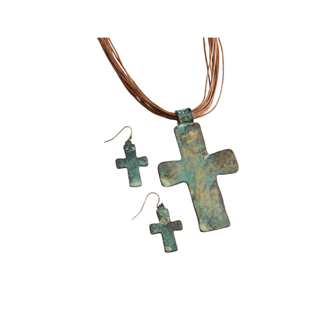Blazin Roxx Women's Strands and Patina Cross Brown Set