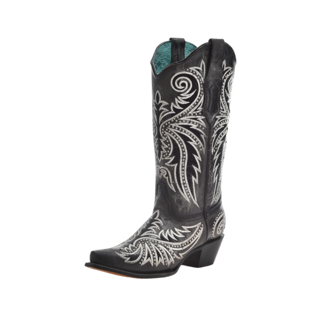 Corral Ladies Embroidered &amp; Studded Black Western Boots