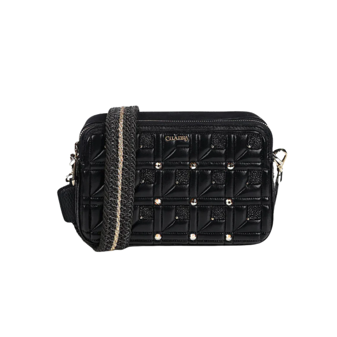 Cuadra Women's Stingray Zipper Studs Black Bag