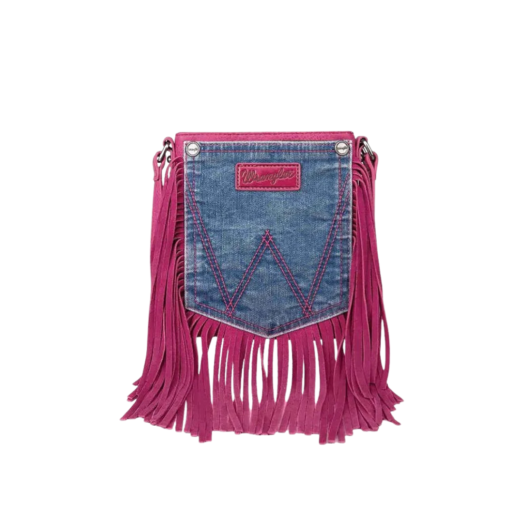 Wrangler women's Fringe Denim Pink Crossbody
