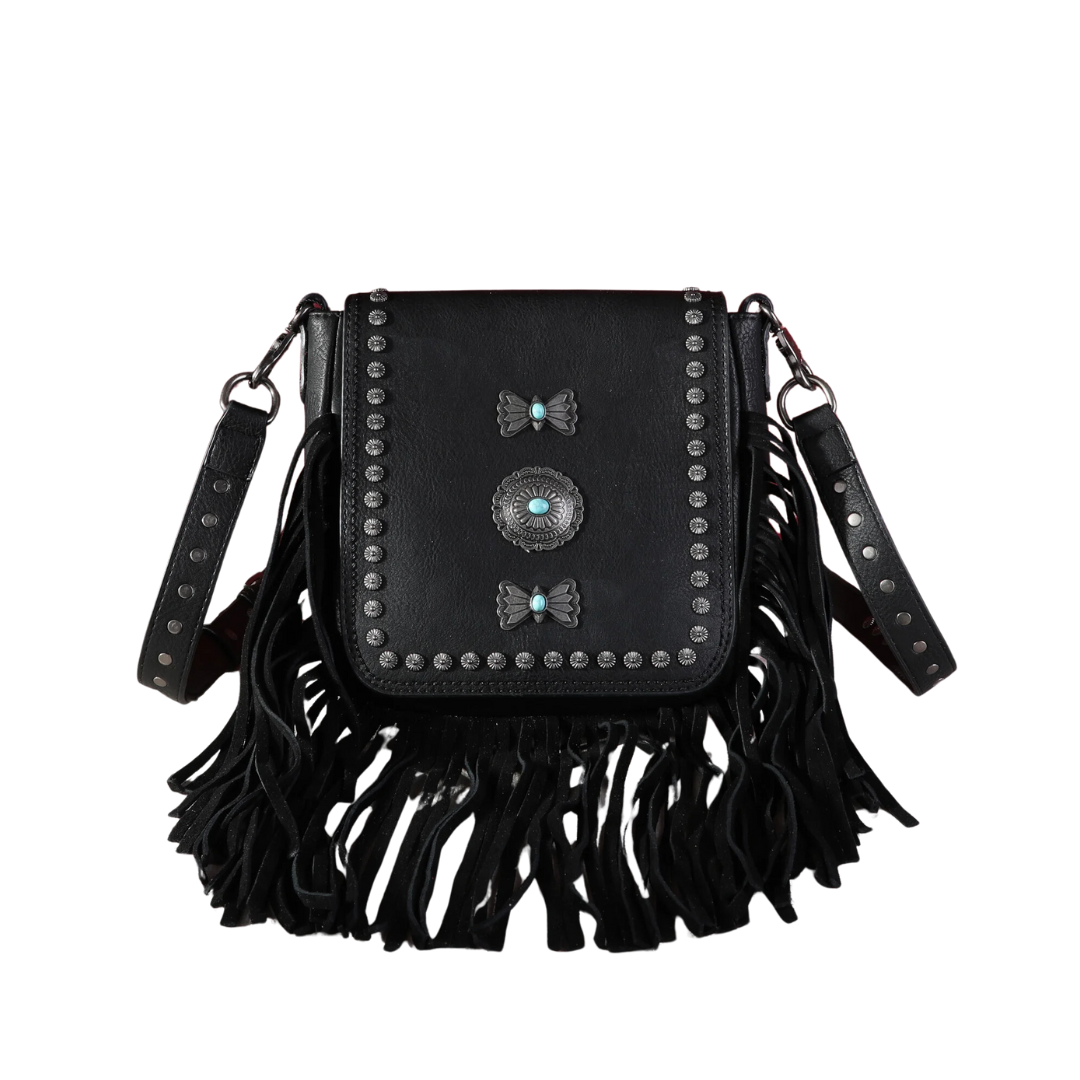 Montana West Women's Fringe Mariposa Black Crossbody