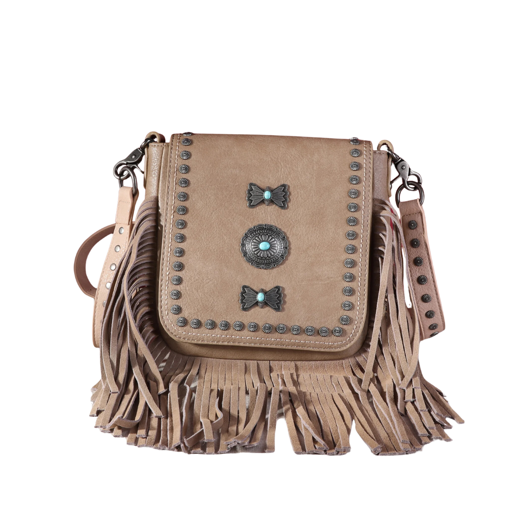 Montana West Women's Fringe Mariposa Khaki Crossbody