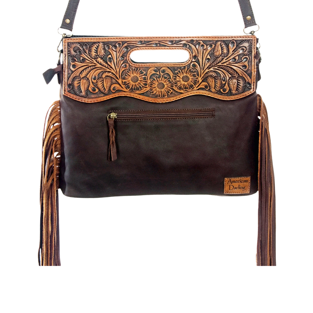 American Darling Women's Cowhide Strap Brown Crossbody