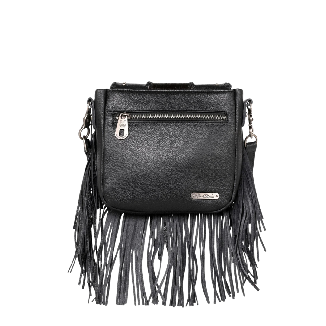 Montana West Women's Hair On Cowhide Bohemian Black Crossbody