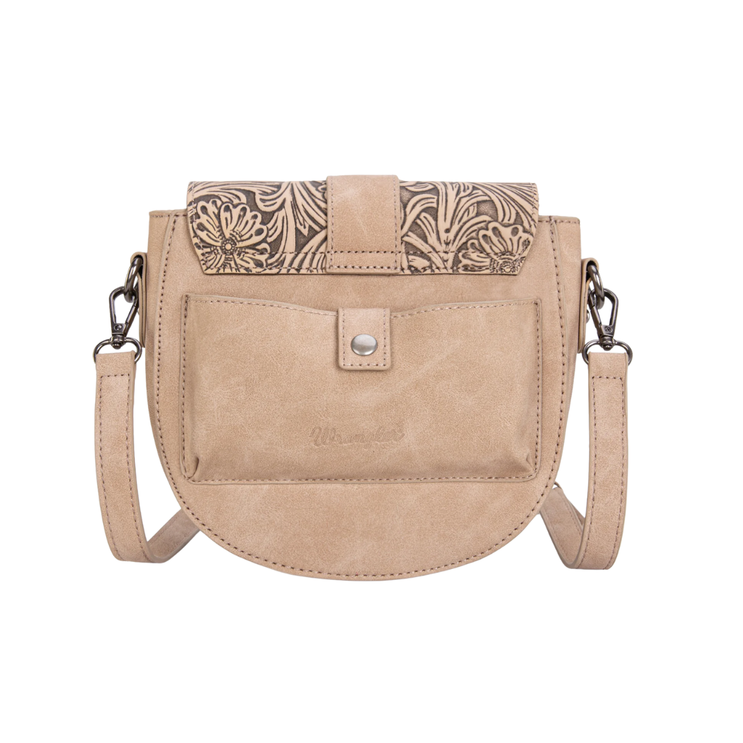 Wrangler Women's Tooled Saddle Khaki Crossbody