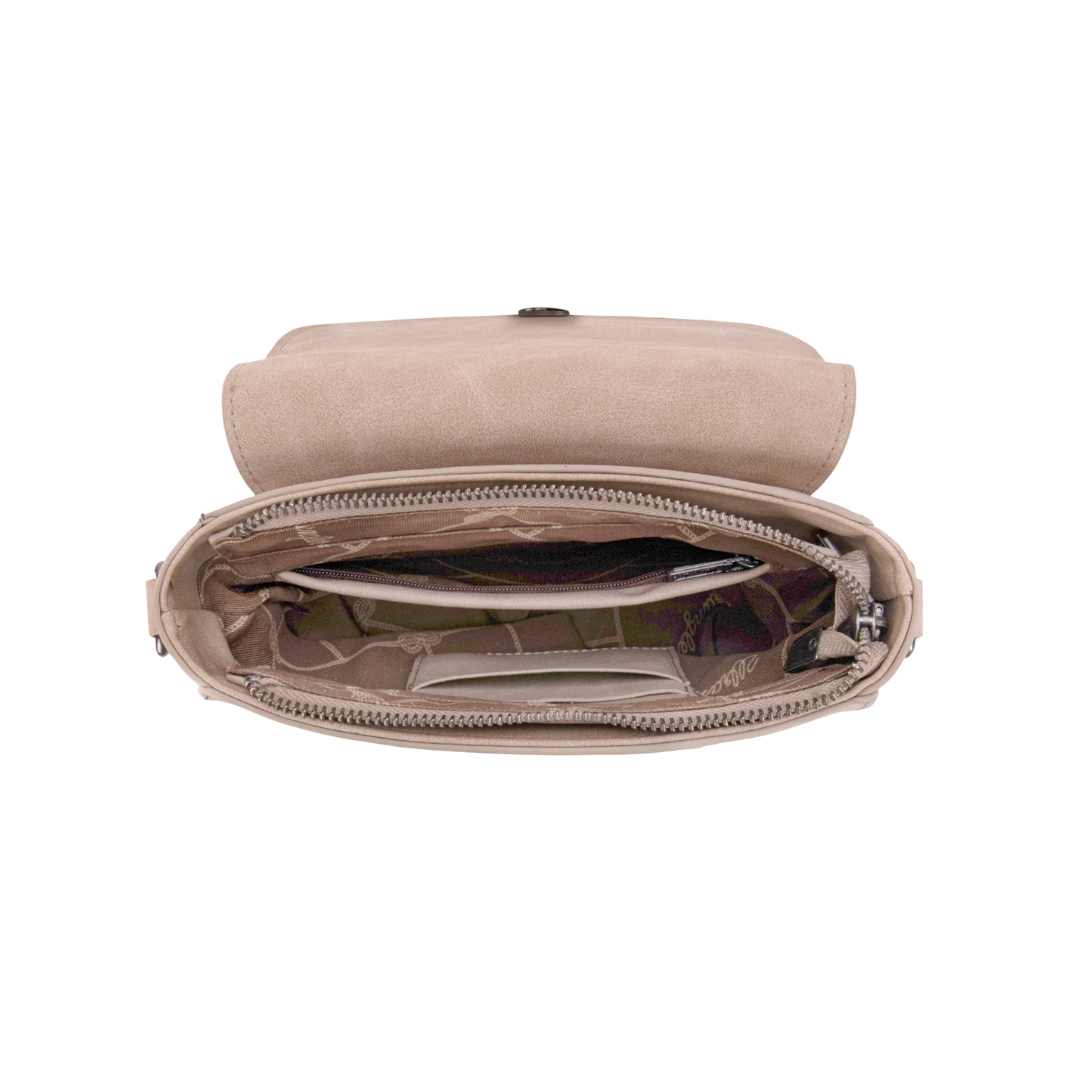 Wrangler Women's Tooled Saddle Khaki Crossbody