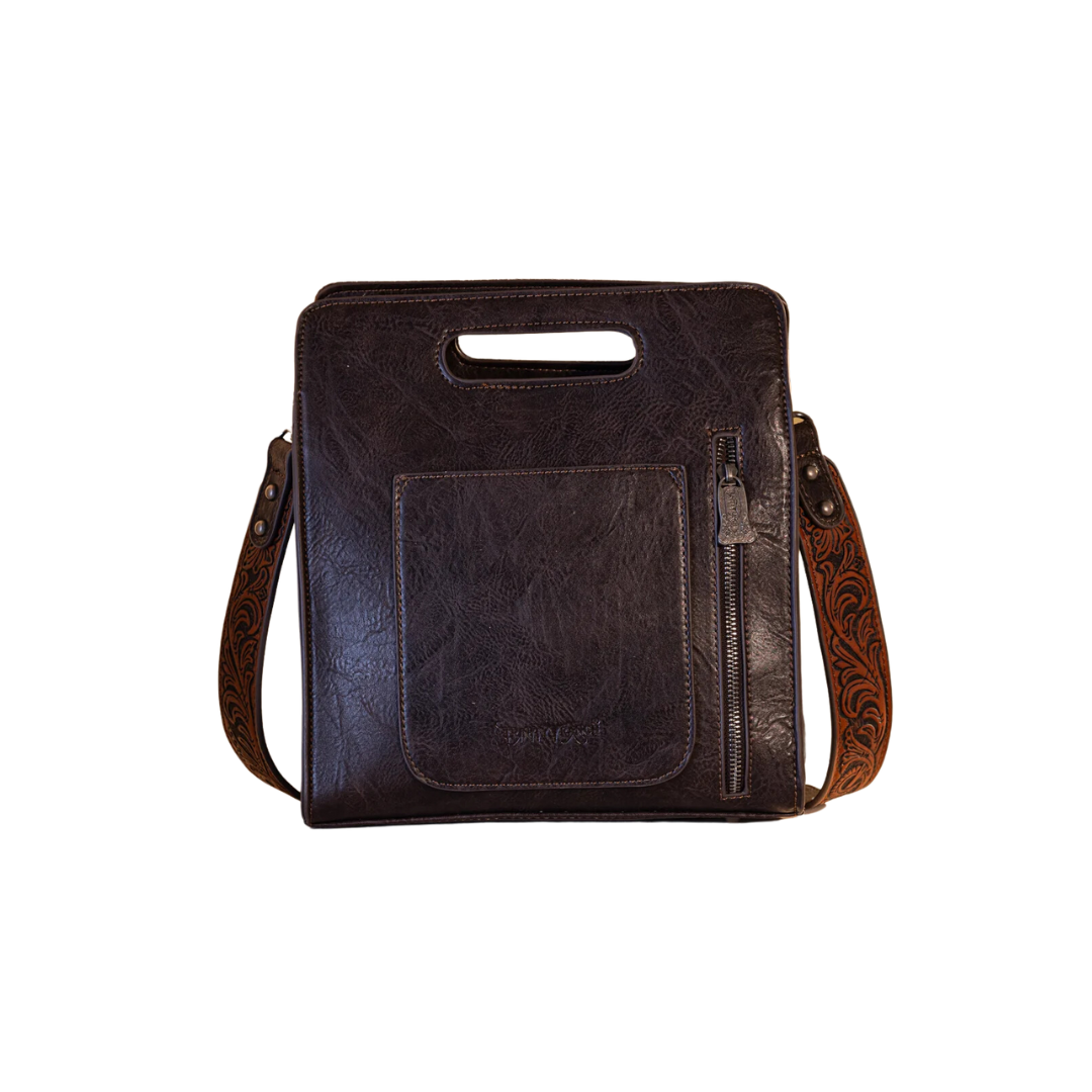 Montana West Women's Ranch Tooled Concealed Carry Coffee Crossbody Bag