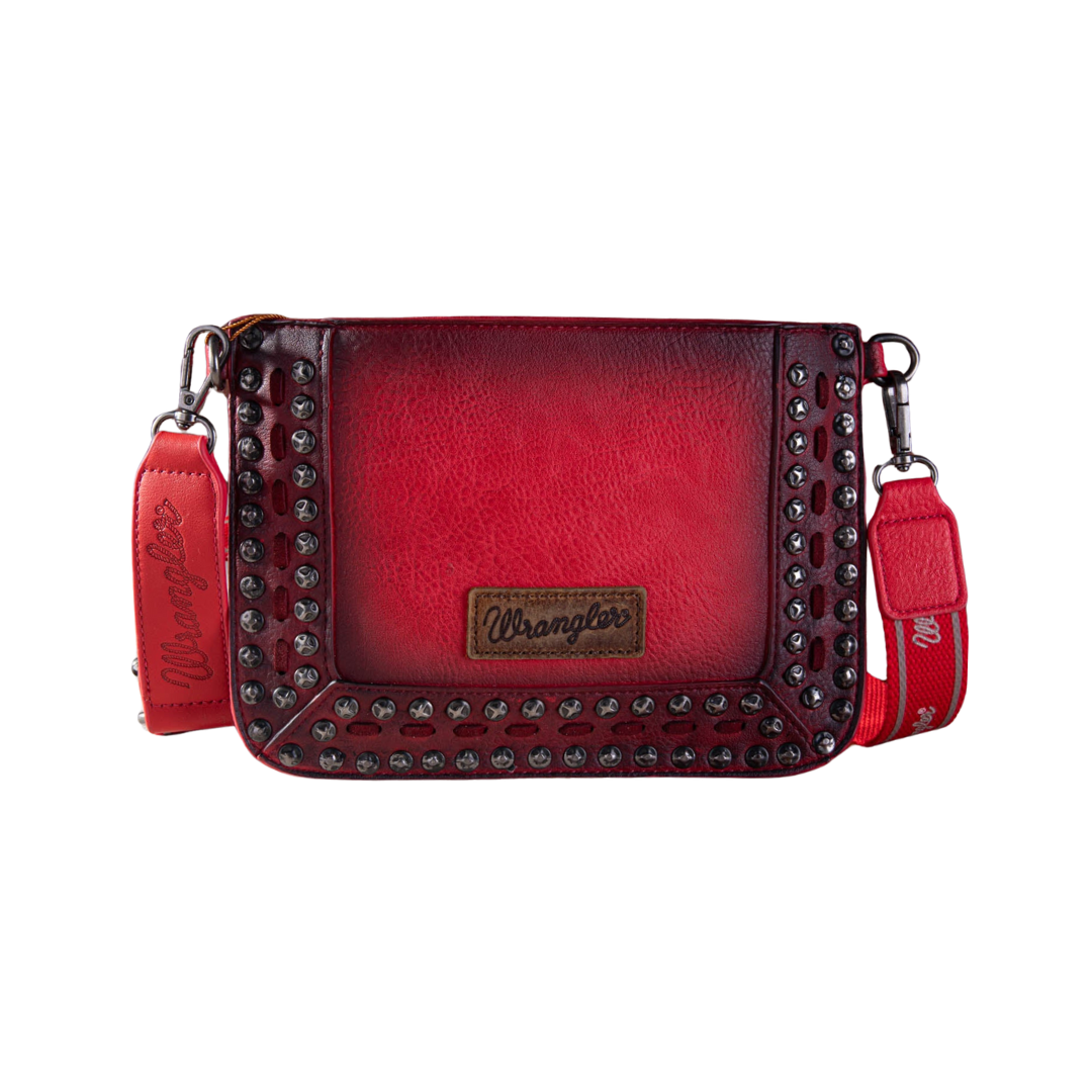 Wrangler Women's Rivets Studded Wristlet Red Crossbody