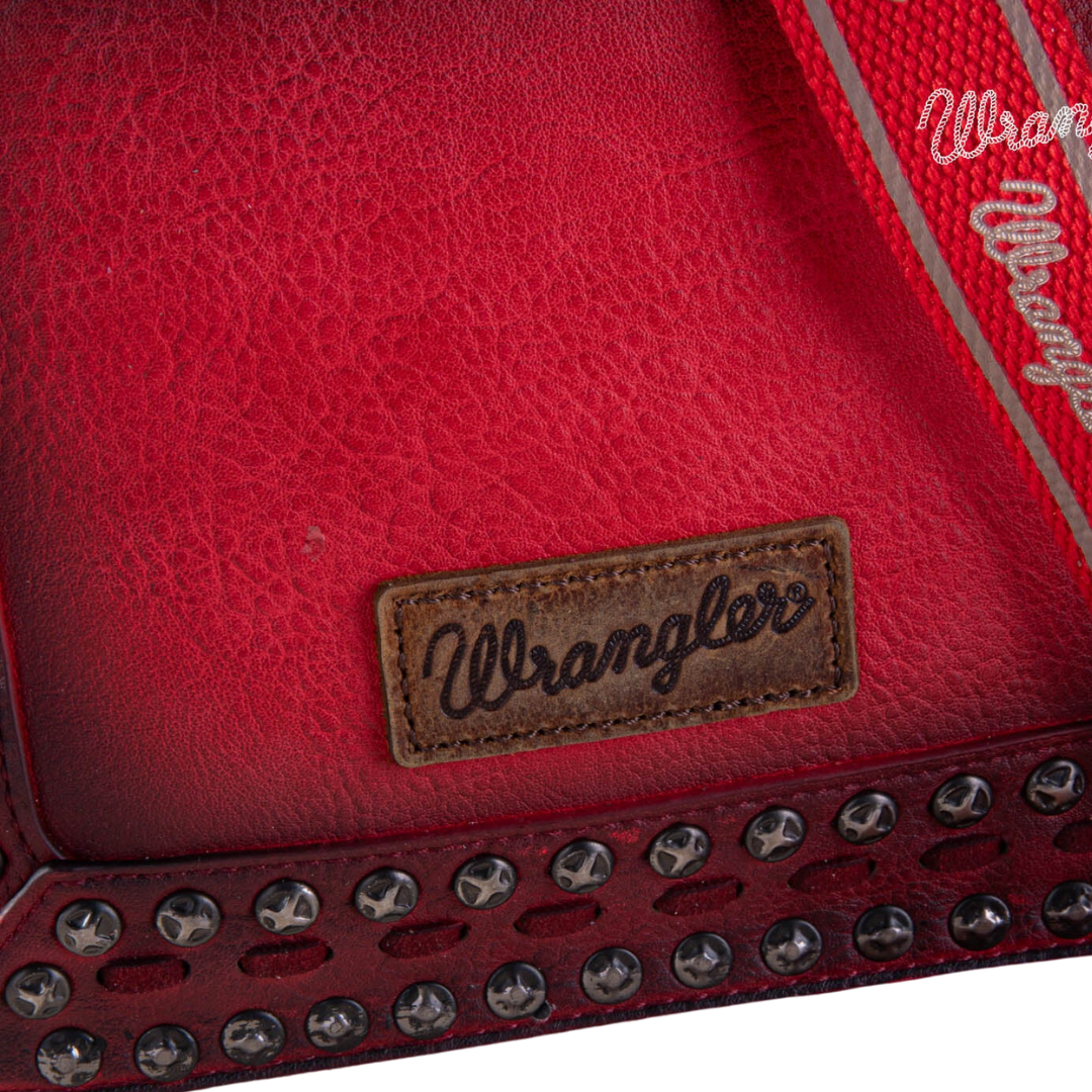 Wrangler Women's Rivets Studded Wristlet Red Crossbody
