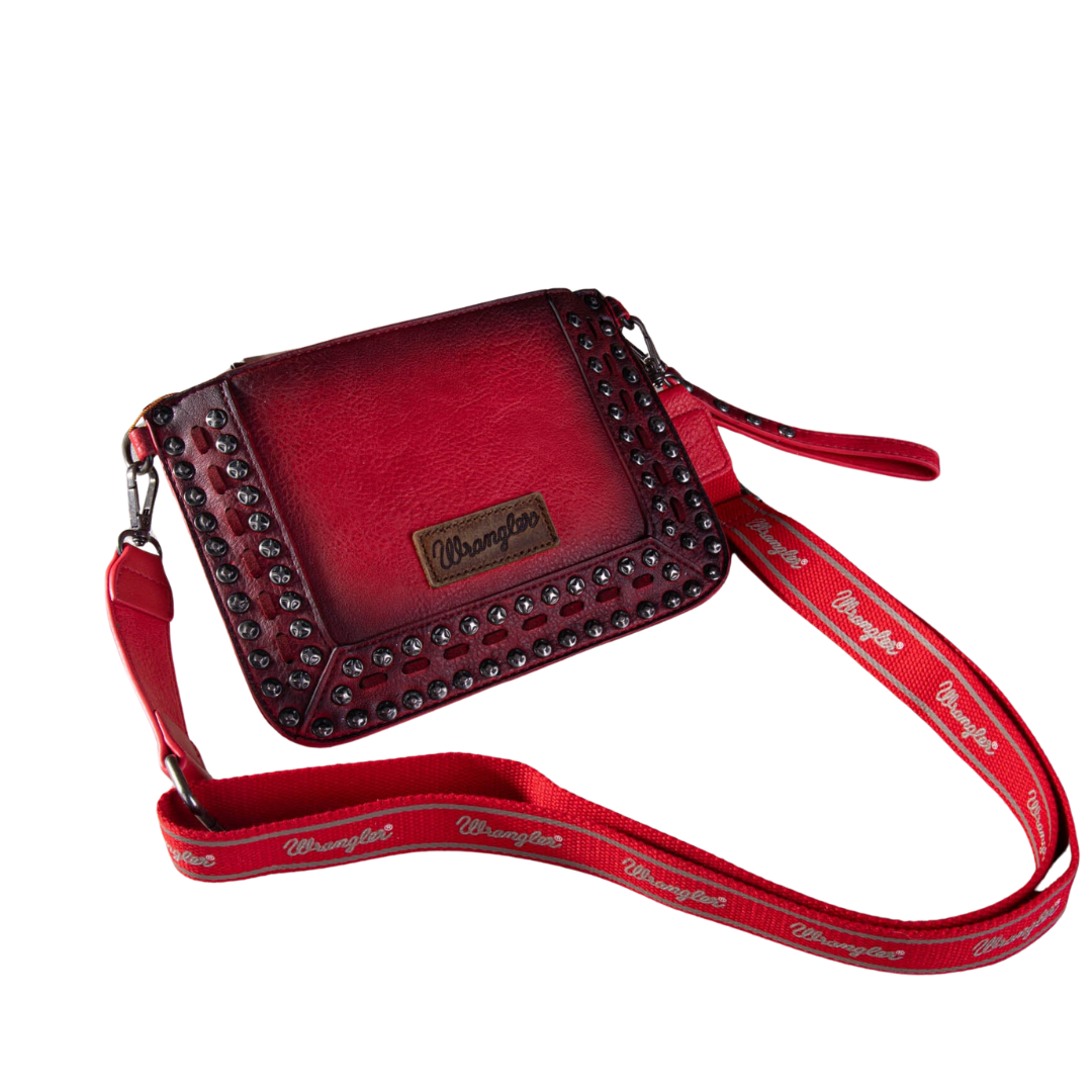 Wrangler Women's Rivets Studded Wristlet Red Crossbody
