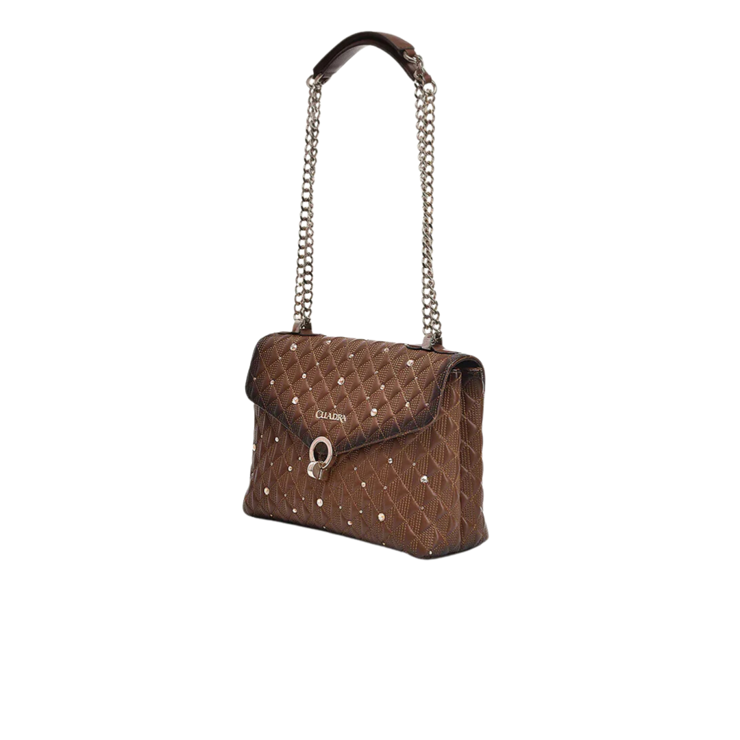 Cuadra Women's Cowhide Crystal Brown Crossbody