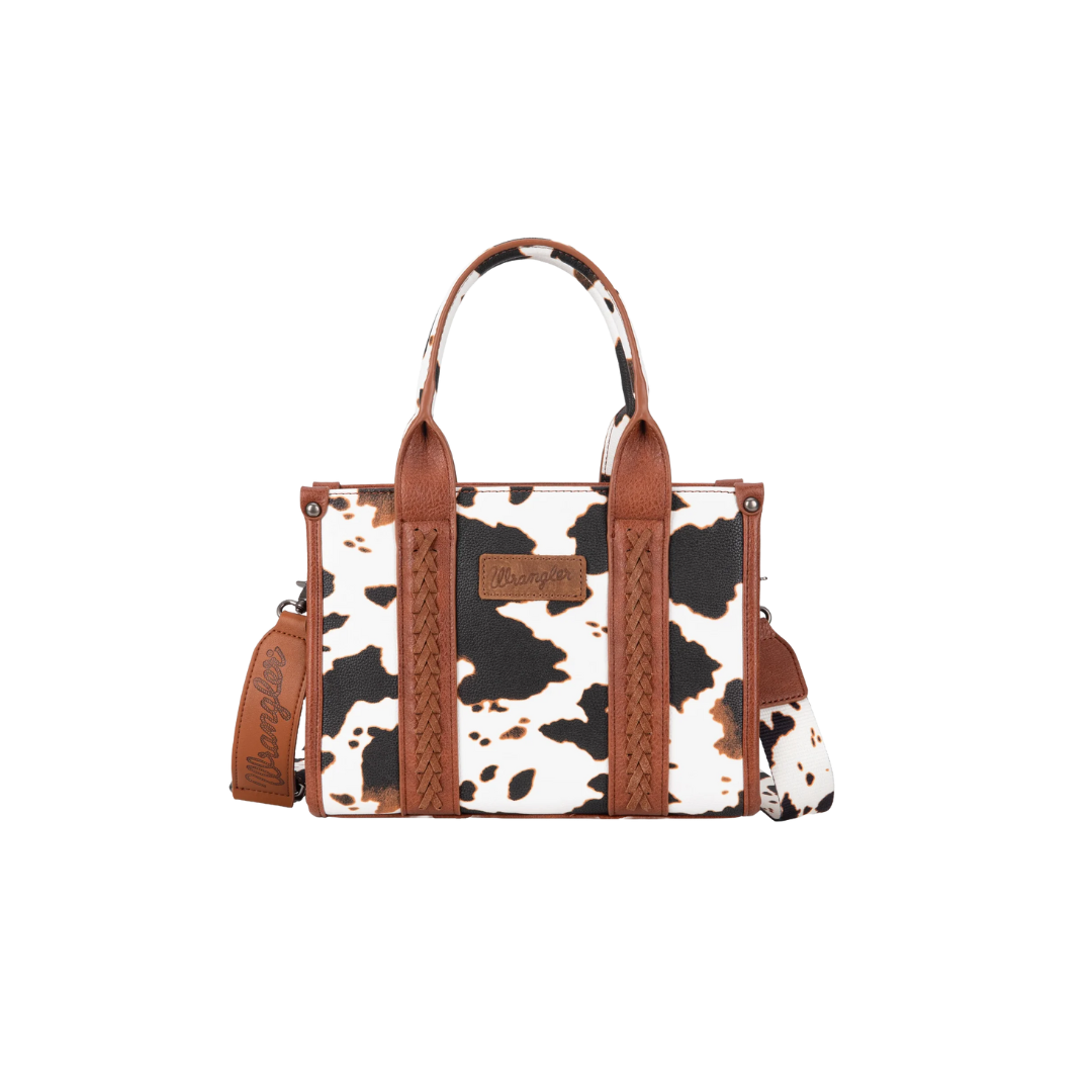 Wrangler Women's Cow Print Concealed Carry Brown Tote Bag