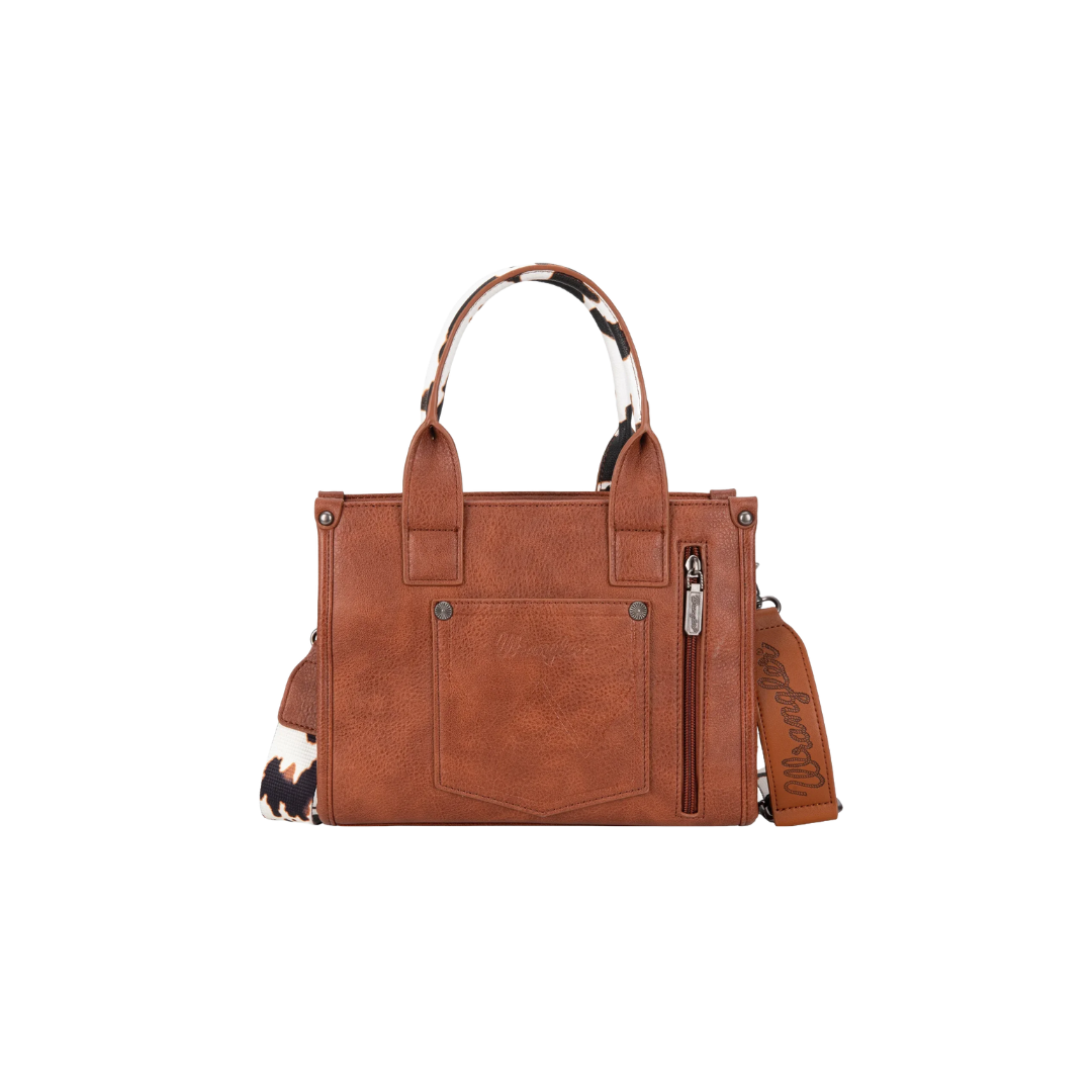 Wrangler Women's Cow Print Concealed Carry Brown Tote Bag