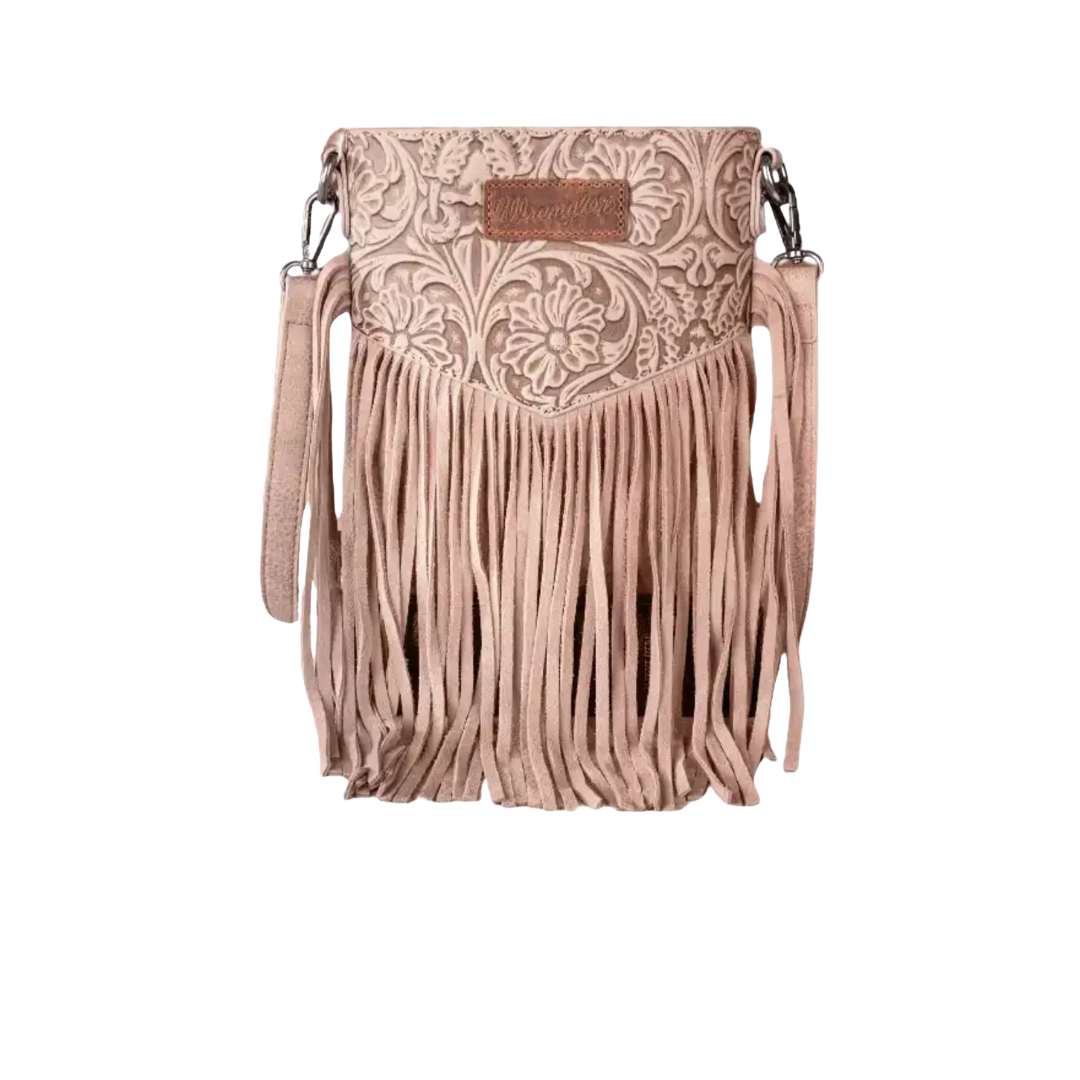 Wrangler Women's Vintage Floral Embossed Khaki Crossbody Bag