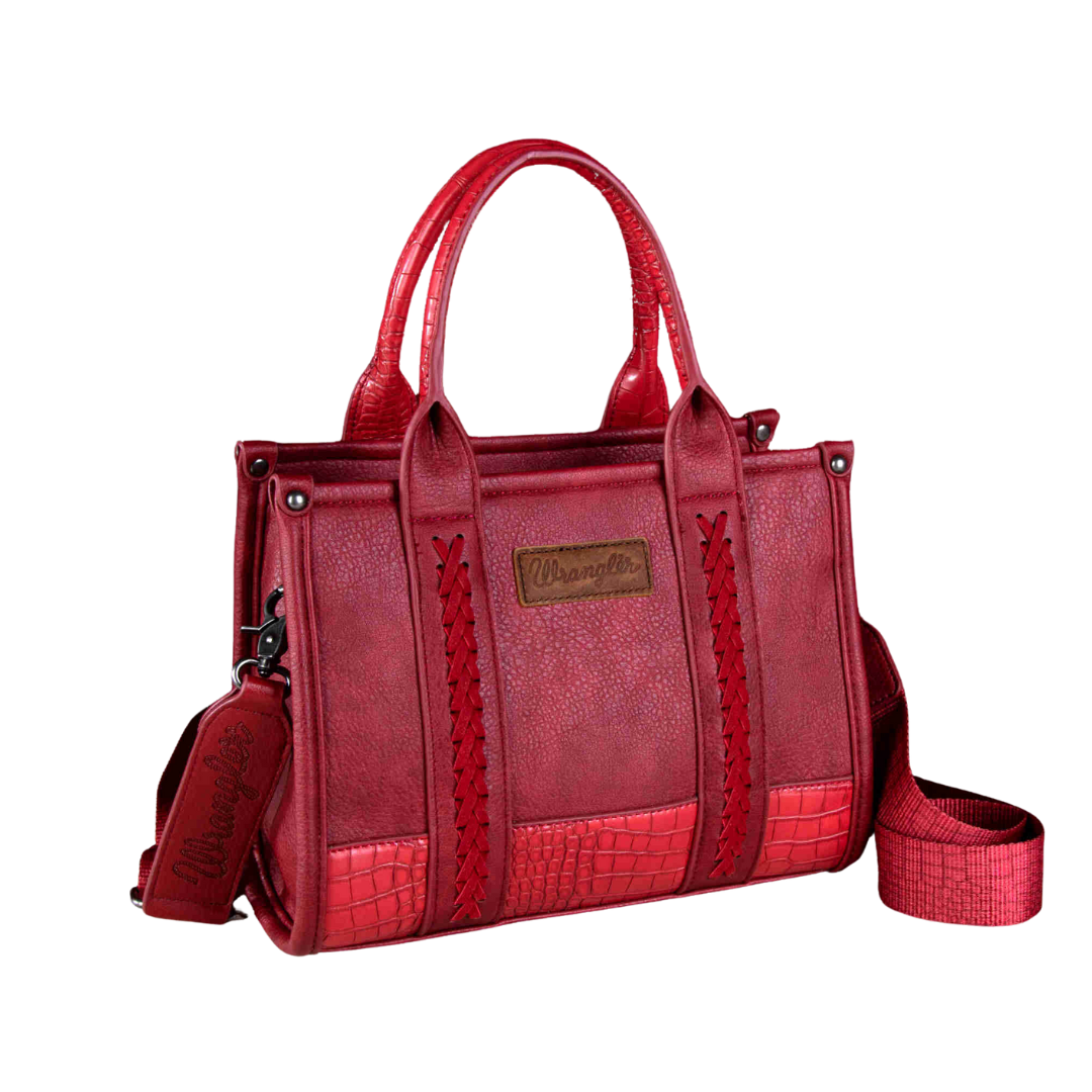 Wrangler Women's Croc Print Concealed Carry Burgundy Tote Crossbody