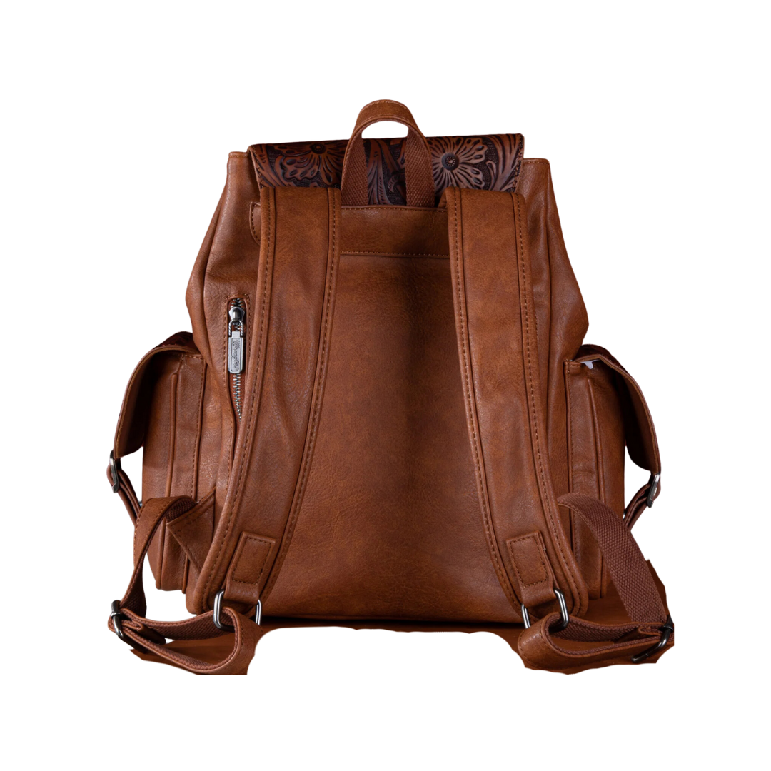 Wrangler women's Vintage Floral Tooled Brown Backpack