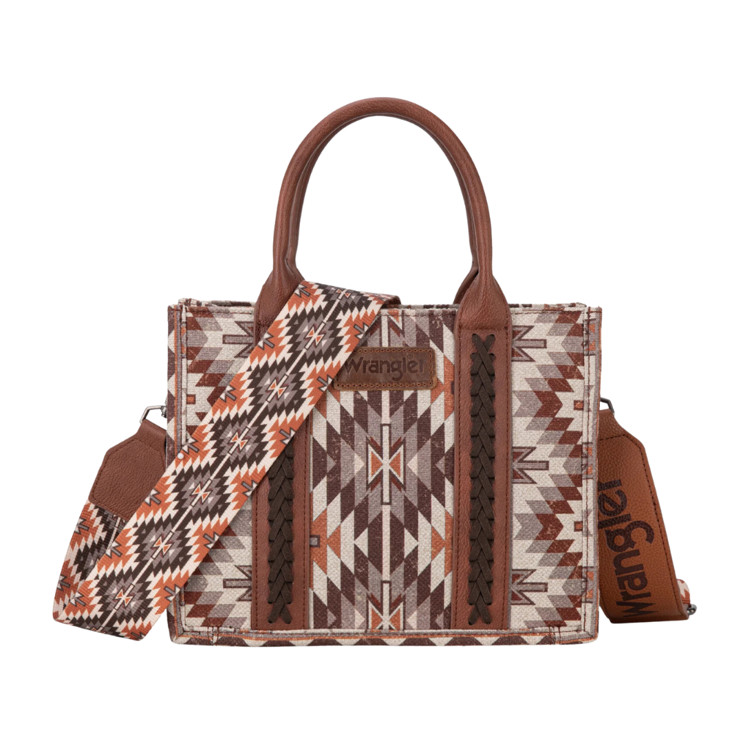 wrangler Women's Pattern Dual Sided Print Tote Brown Crossbody