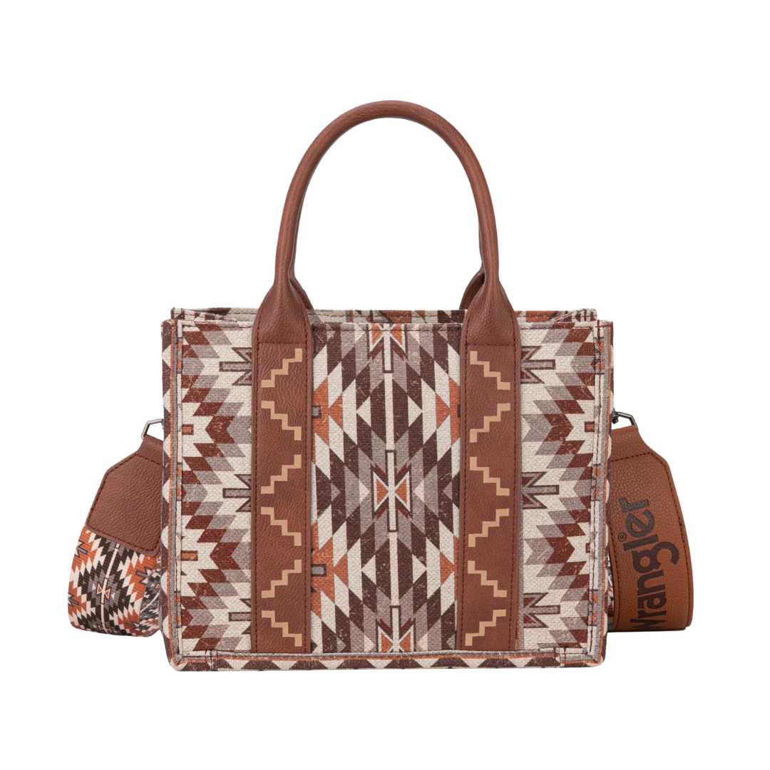 wrangler Women's Pattern Dual Sided Print Tote Brown Crossbody