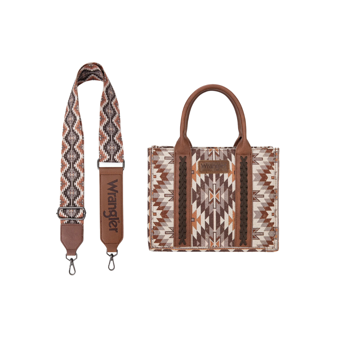 wrangler Women's Pattern Dual Sided Print Tote Brown Crossbody